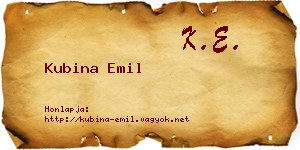 Kubina Emil névjegykártya